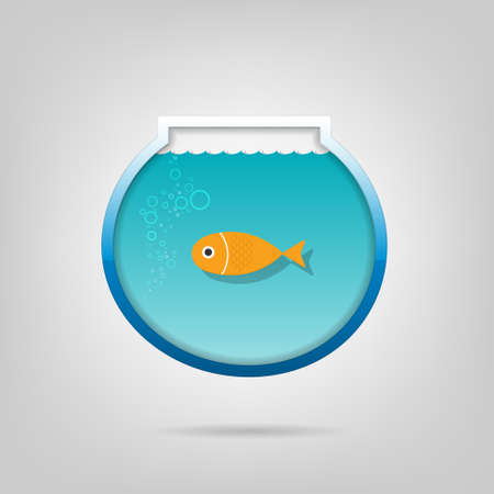 poster  Creative aquarium with a small goldfisのイラスト素材