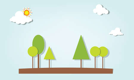 Vector applique. Trees under the cloudsのイラスト素材