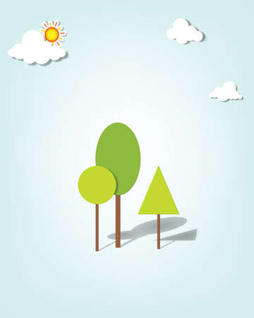 Vector applique. Trees under the cloudsのイラスト素材