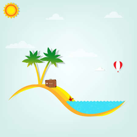 beach with palm treesのイラスト素材