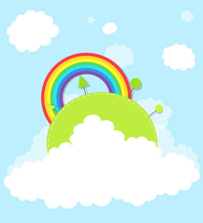 windmill on a hill in the cloudsのイラスト素材