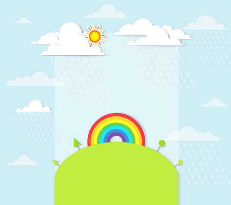 rainbow on the hillのイラスト素材
