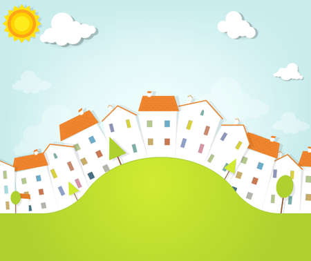 panorama townのイラスト素材