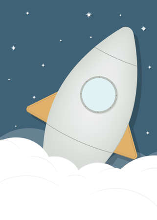 cartoon rocket ship in spaceのイラスト素材