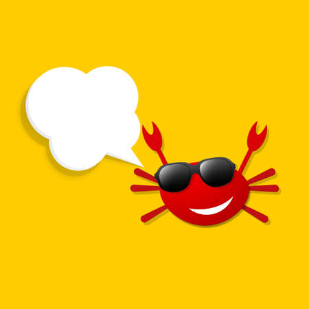 happy crab with speech bubbleのイラスト素材