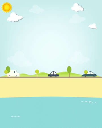 landscape with roadのイラスト素材