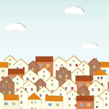 panorama townのイラスト素材