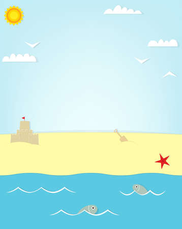 beach and fish poster.のイラスト素材