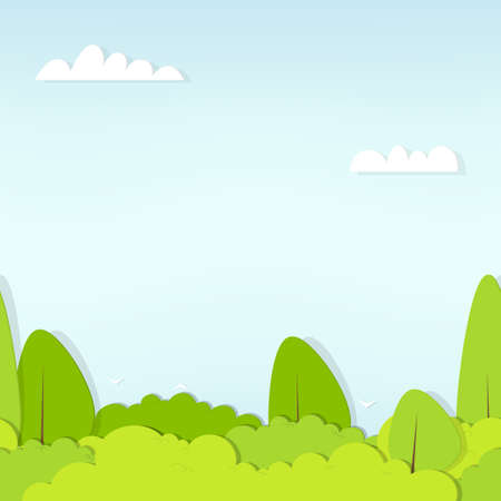 seamless pattern cartoon flat forestのイラスト素材