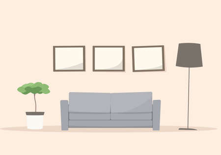 Living room with sofa. Cartoon vector imageのイラスト素材