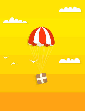 Cargo by parachute in the clouds