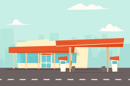 petrol station vector. cartoon simple flat vector imageのイラスト素材