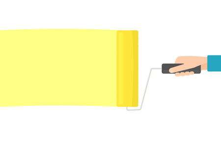 hand holding paint rollerのイラスト素材