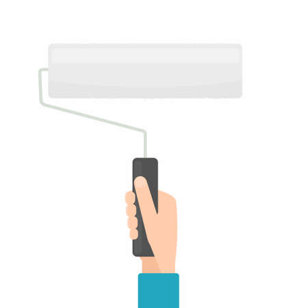 hand holding paint rollerのイラスト素材