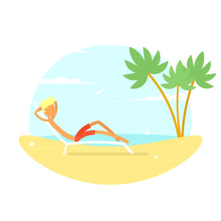 man on beach chairのイラスト素材