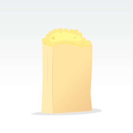 full popcorn white bag. Vector illustration isolated on white backgroundのイラスト素材