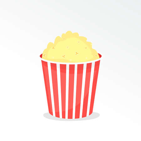 full popcorn bucket. Vector illustration isolated on white backgroundのイラスト素材