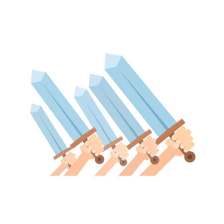 hands holding swordsのイラスト素材