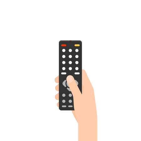 hand holding remote control. Vector illustration isolated on white backgroundのイラスト素材