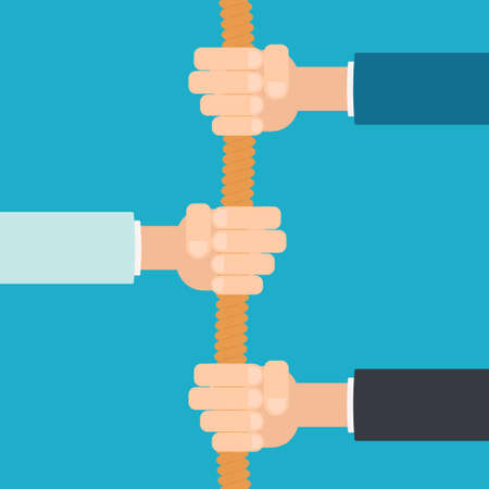 three hands holding ropeのイラスト素材