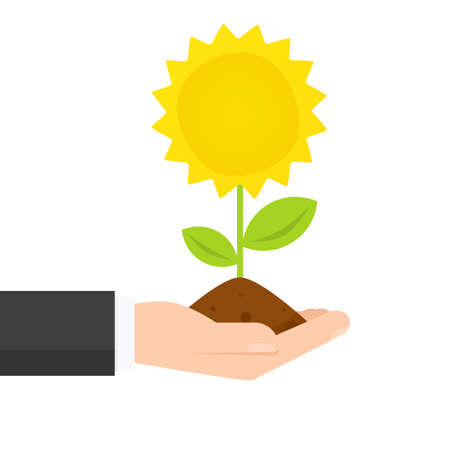 Hand holding sunflowerのイラスト素材