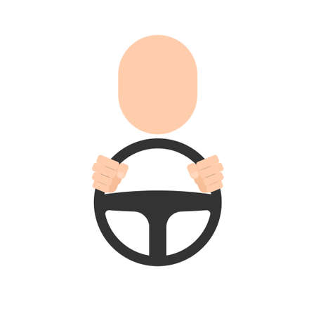 hand behind wheel. Vector illustration isolated on white backgroundのイラスト素材