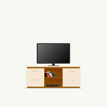 Tv cabinet. Vector illustration isolated on white backgroundのイラスト素材