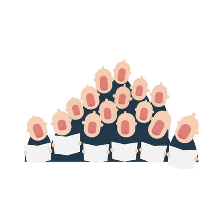 male chorus in action. Vector illustration isolated on white backgroundのイラスト素材