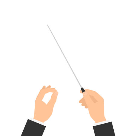 Orchestra conductor hand. Vector illustration isolated on white backgroundのイラスト素材