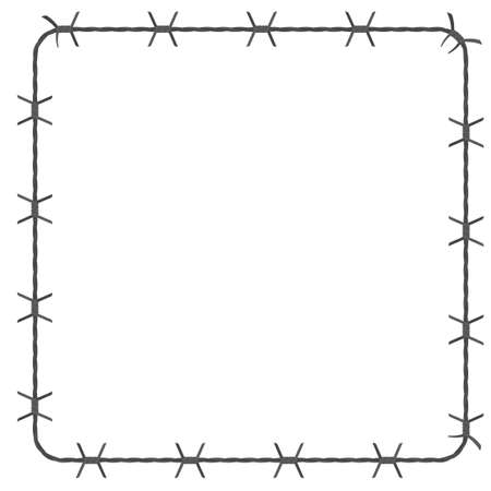 Barbed wire square border. Vector illustration isolated on white backgroundのイラスト素材