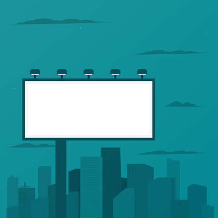 blank billboard in night cityのイラスト素材