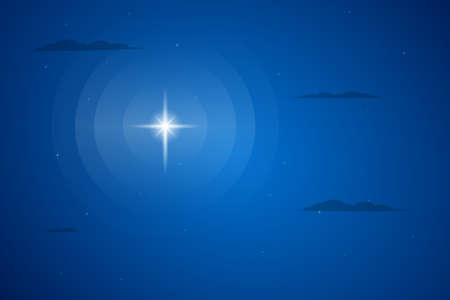 Star of bethlehem in a dark blue sky illustration.