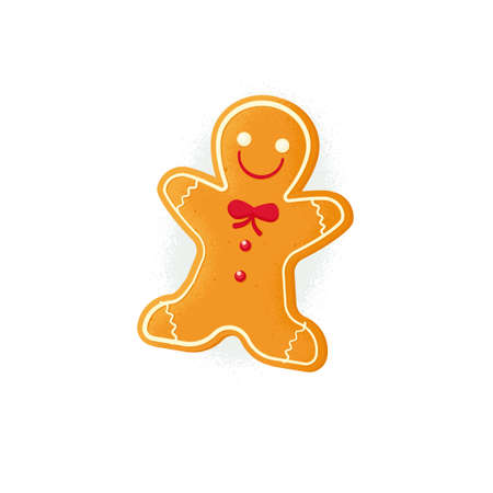 Gingerbread man cookie clip-art design with noise texture illustration.