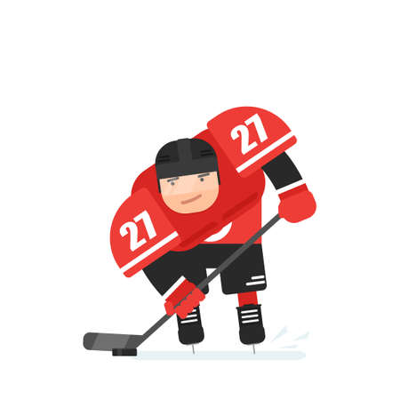 Flat ice hockey player character.のイラスト素材