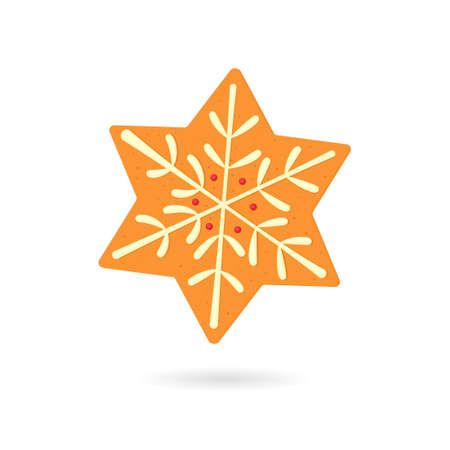 Gingerbread snowflake cookie.のイラスト素材