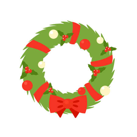 Christmas wreath simple icon. Vector illustration isolated on white background.のイラスト素材