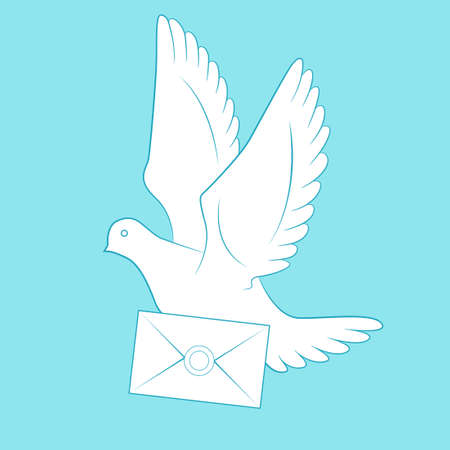 White carrier pigeon and letterのイラスト素材