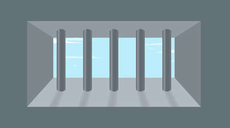 prison wall with windowのイラスト素材