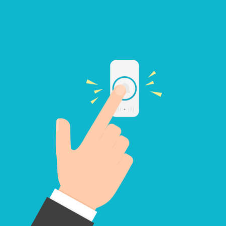 Hand pressing doorbell buttonのイラスト素材