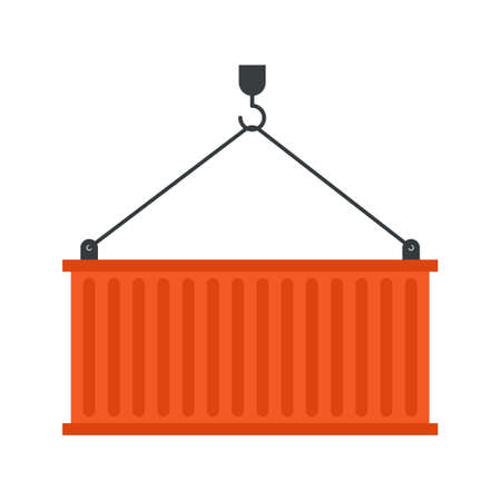 Metal cargo container hanging on chainのイラスト素材