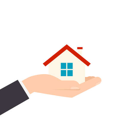 Hand holding house icon.のイラスト素材