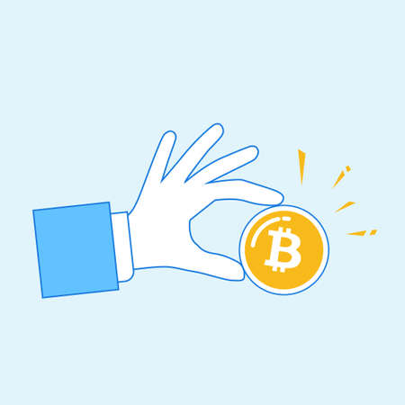 Hand holding bitcoinのイラスト素材