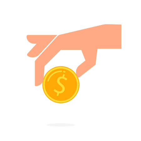 Hand holding dollar coin.のイラスト素材