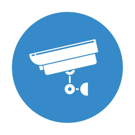 Web Surveillance CCTV security camera round blue icon isolated on a white backgroundのイラスト素材