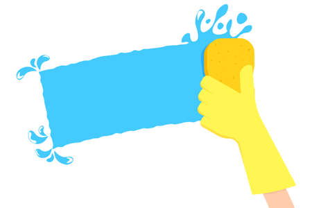 Hand in gloves with sponge wash windowのイラスト素材
