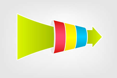 Funnel chart diagram. Infographic clipart isolated on white backgroundのイラスト素材