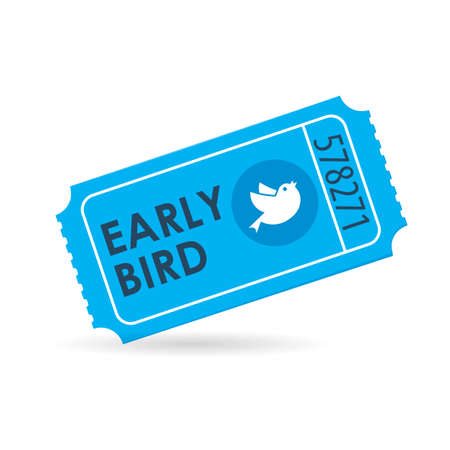 Early bird ticket icon. Discount clipart isolated on white backgroundのイラスト素材