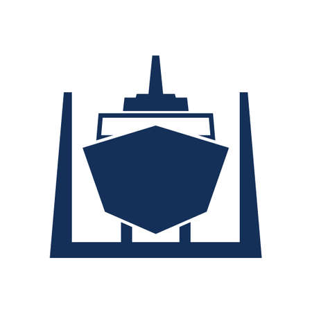 Ship in dry dock icon. Clipart image isolated on white backgroundのイラスト素材