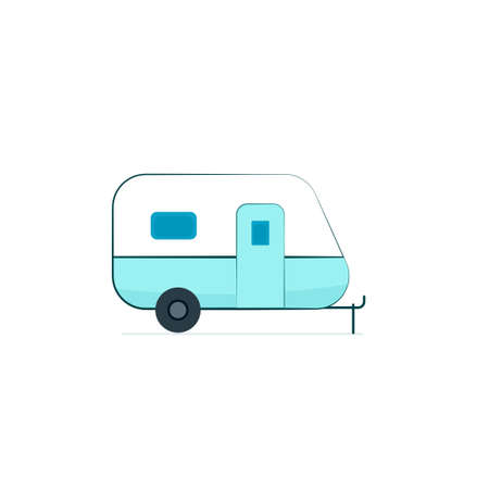 Camper trailer icon. Camping clip art isolated on white background