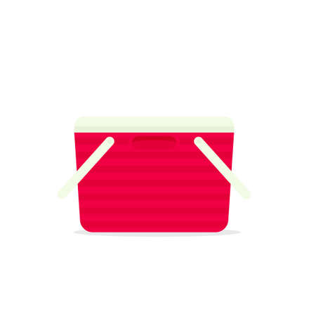 Red cooler bag. Picnic clipart isolated on white backgroundのイラスト素材